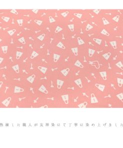 肩裏 羽裏 反物 友禅染 正絹 道行コートロングコート 橙色 ピンク コーラルピンク 鍵 南京錠 ハート お洒落 カジュアル 道中着 No.8-2310