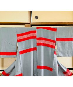 着物 小紋 正絹 / 灰色系 赤ライン 身丈約155.5cm 裄丈約65cm 袖幅約49cm 後幅28.5cm 前幅22.5cm TCS着物 W29